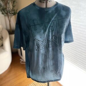 Graphic Tee with Mountain and Moon Design